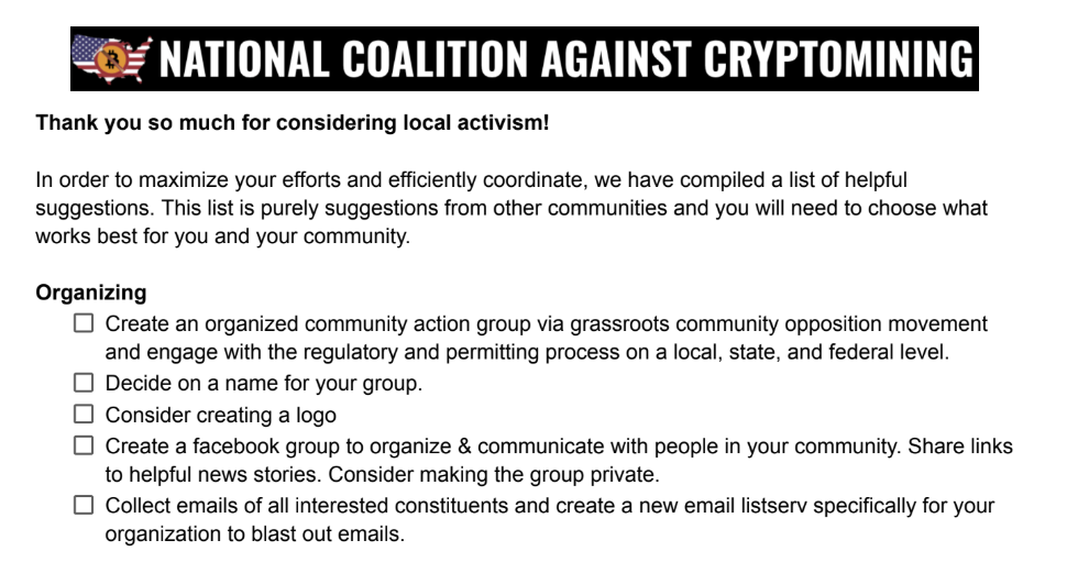 Local Organizing Checklist
